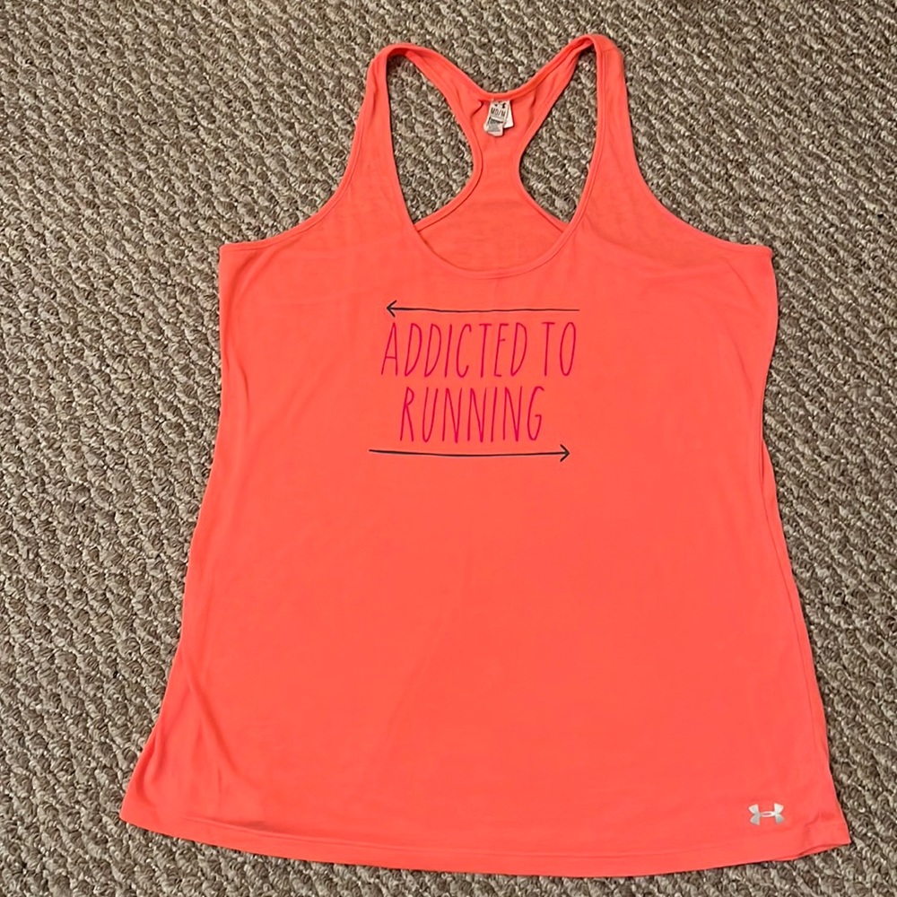 Under Armour “Addicted to Running” Neon Pink Tank Top
